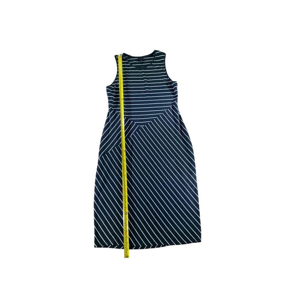 Mossimo Womens Black White Striped Ribbed Sleeveless Midi Dress Size L - Picture 2 of 5